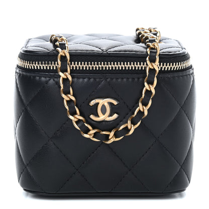Chanel Lambskin Quilted Mini Pearl Crush Vanity Case With Chain Black 1 of 10