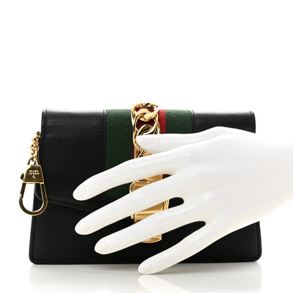 Gucci Calfskin Super Mini Sylvie Chain Shoulder Bag Black 2 of 8
