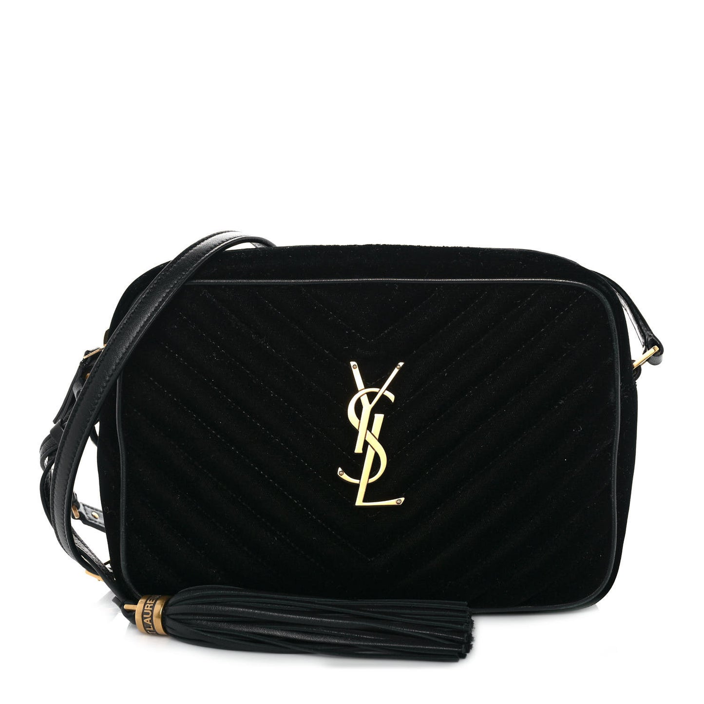 Velvet Matelasse Monogram Lou Camera Bag Black