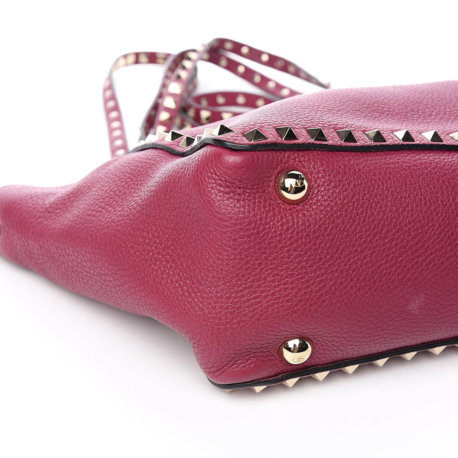 Valentino Garavani Grained Calfskin Small Rockstud Tote Deep Cyclamin 8 of 11