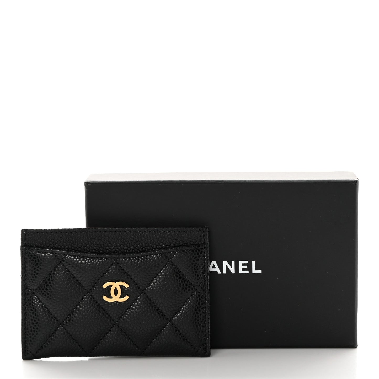 Caviar Quilted Card Holder Black