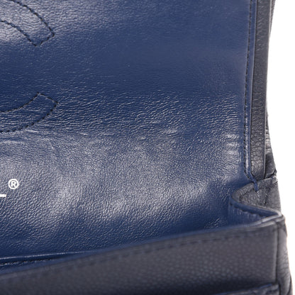 Chanel Washed Caviar Quilted Medium Double Flap Dark Blue 10 of 12