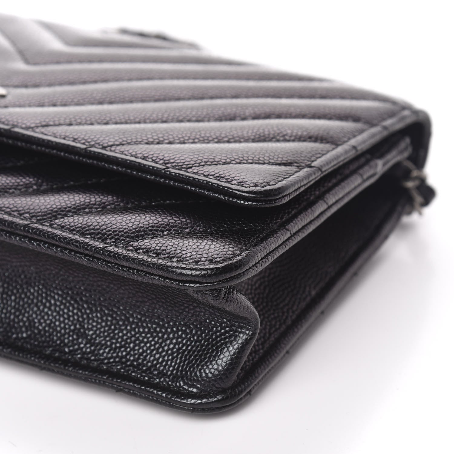 Chanel Iridescent Caviar Chevron Quilted Wallet On Chain WOC Black 10 of 12