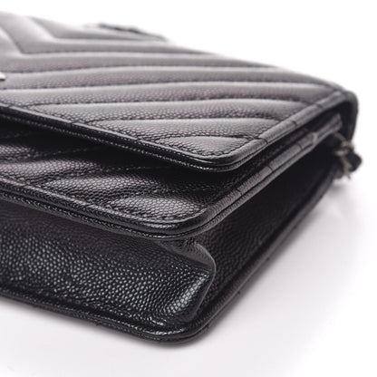 Chanel Iridescent Caviar Chevron Quilted Wallet On Chain WOC Black 10 of 12