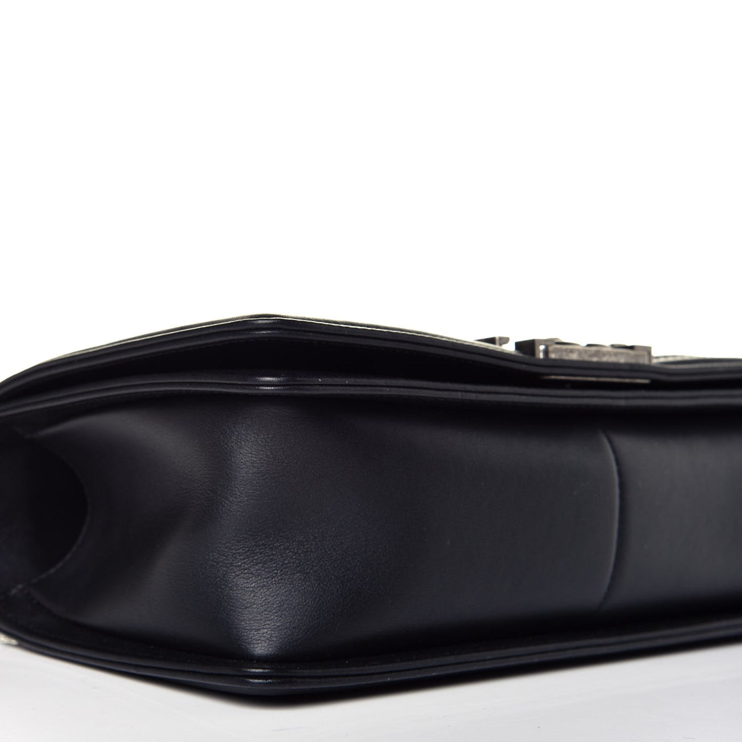 Calfskin Woven Medium Boy Flap Black White