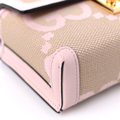 Gucci Monogram Jumbo GG Textured Dollar Calfskin Mini Padlock Top Handle Shoulder Bag Beige Perfect Pink 7 of 10