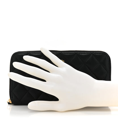 Chanel Lambskin Quilted Large Gusset Zip Around Wallet Black 2 of 14