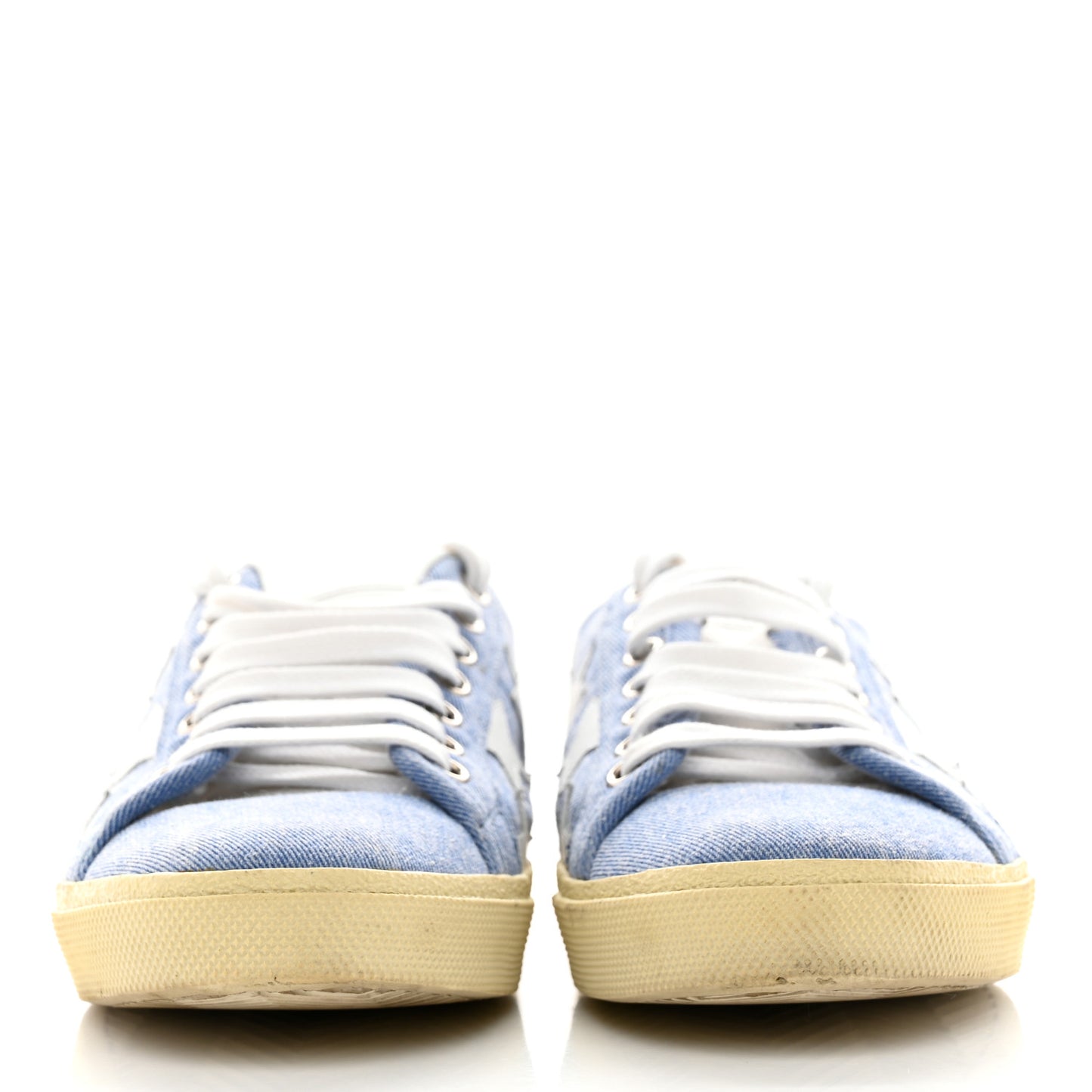 Denim Calfskin Star Court Sneakers 37 Blue