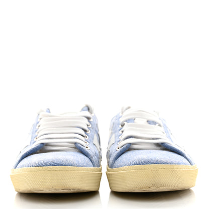 Saint Laurent Denim Calfskin Star Court Sneakers 37 Blue 2 of 16