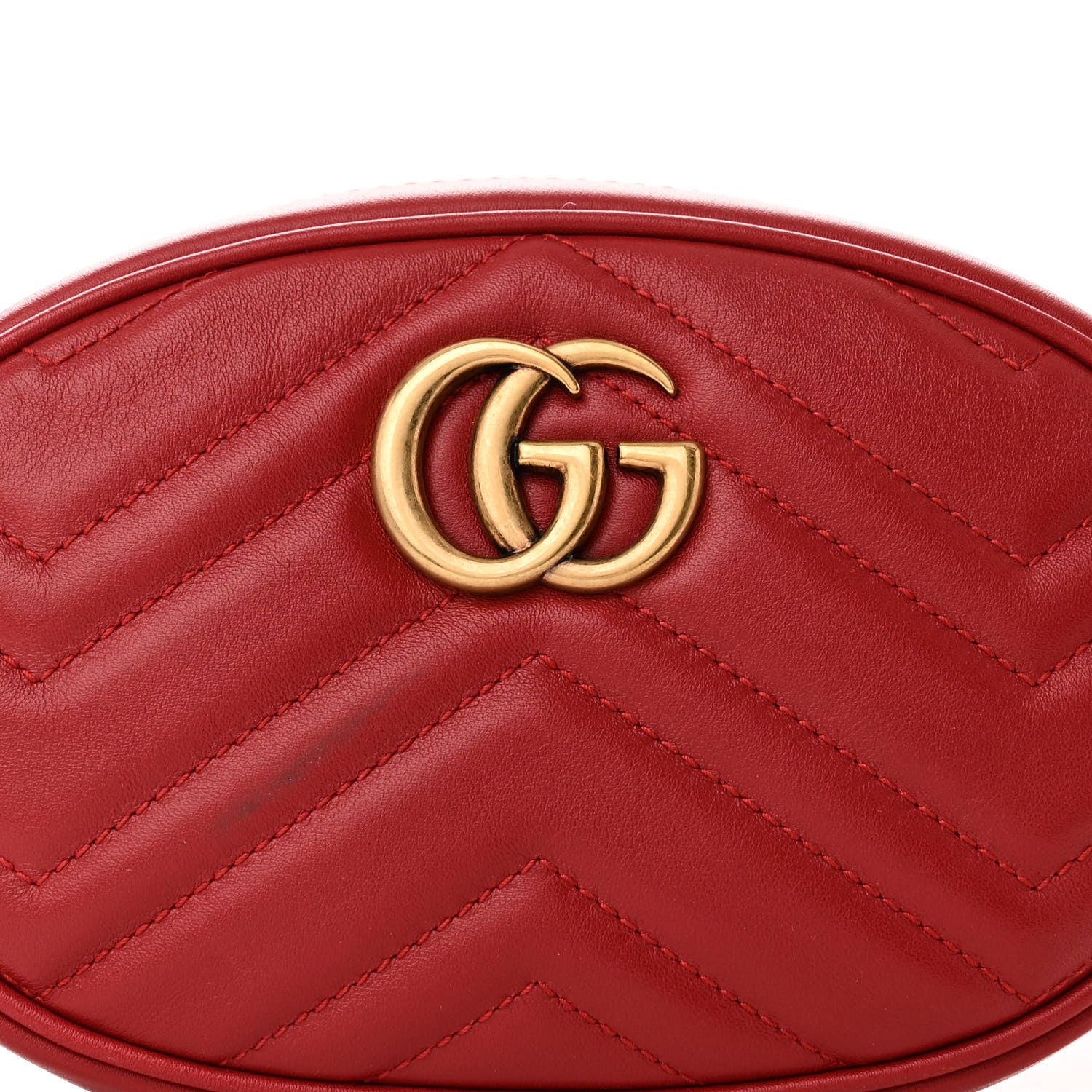 Gucci Calfskin Matelasse GG Marmont Belt Bag 85 34 Hibiscus Red 8 of 11