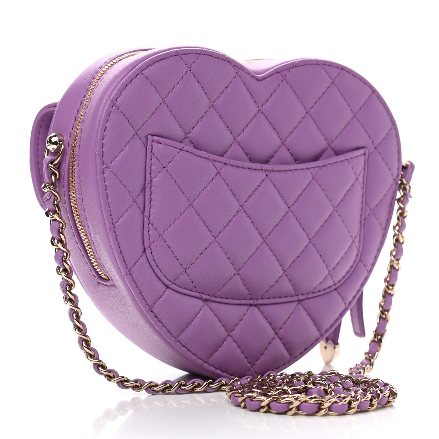Lambskin Quilted CC In Love Heart Bag Purple