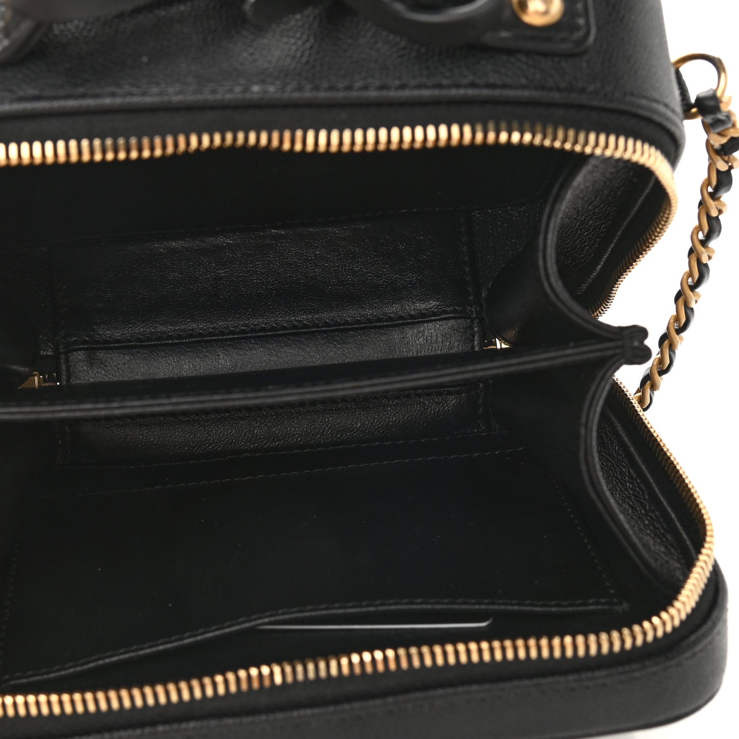 Caviar Quilted Small CC Filigree Vanity Case Black