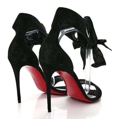 Christian Louboutin Veau Velours Silk Bow Torrida Alta 100 Sandals 38.5 Black 4 of 7