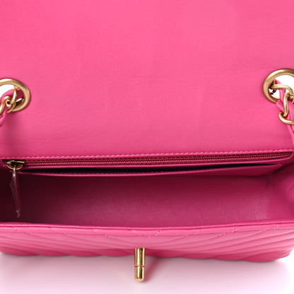 Chanel Lambskin Chevron Quilted Mini Rectangular Flap Dark Pink 4 of 4