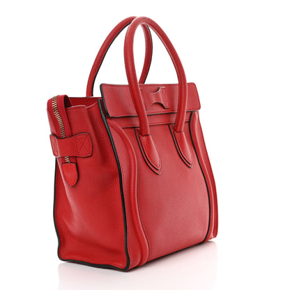 Celine Drummed Calfskin Micro Luggage Coquelicot 3 of 17