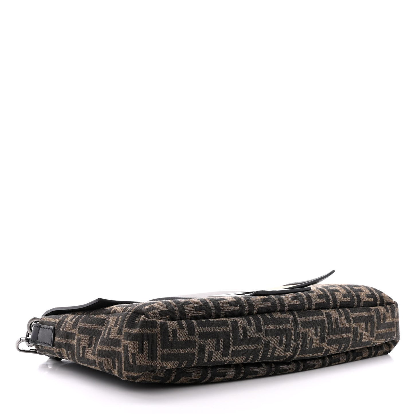 Recycled Fabric Jacquard Cotton Canvas Vitello Grace FF 1974 Large Convertible Baguette Tobacco Moro Black Beige