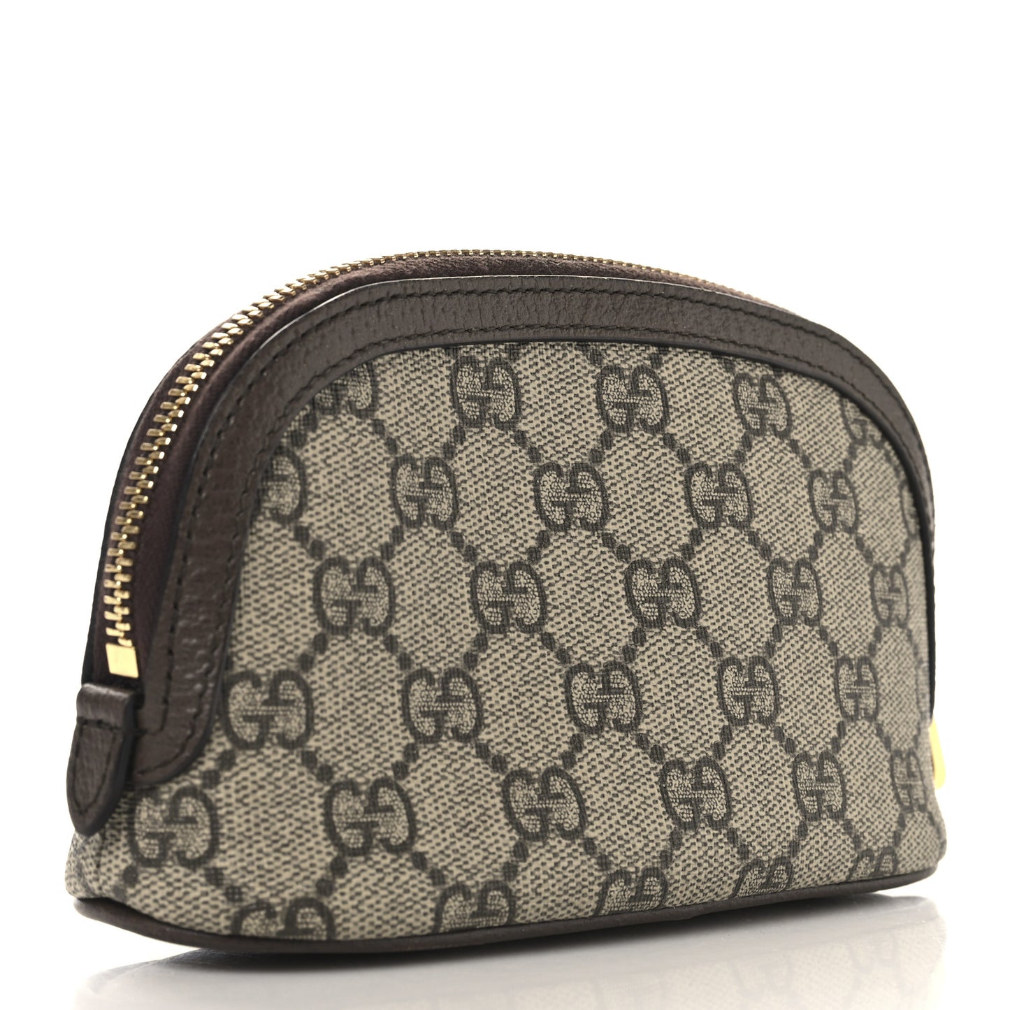 GG Supreme Monogram Textured Calfskin Web Medium Ophidia Cosmetic Case Beige Ebony New Acero