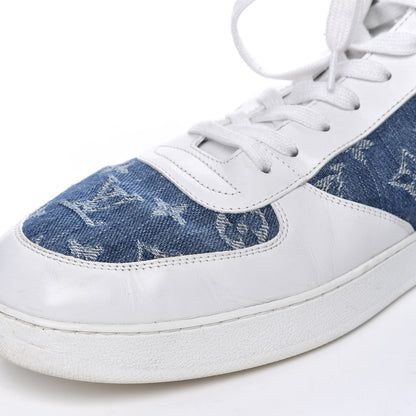 Louis Vuitton Calfskin Monogram Denim Rivoli High Top Sneakers 12 White 9 of 14