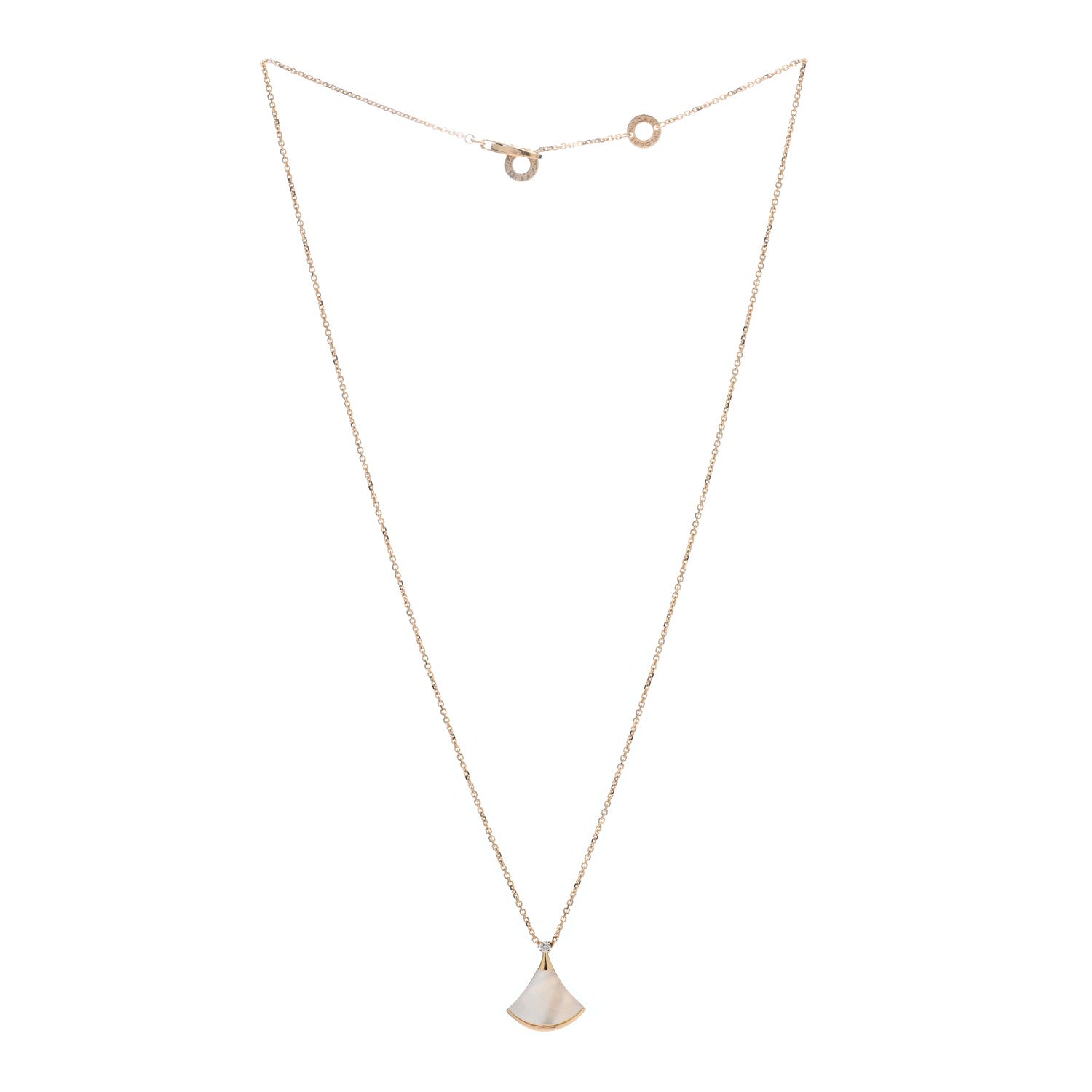 Bulgari 18K Rose Gold Diamond Mother of Pearl Small Divas' Dream Pendant Necklace 2 of 5
