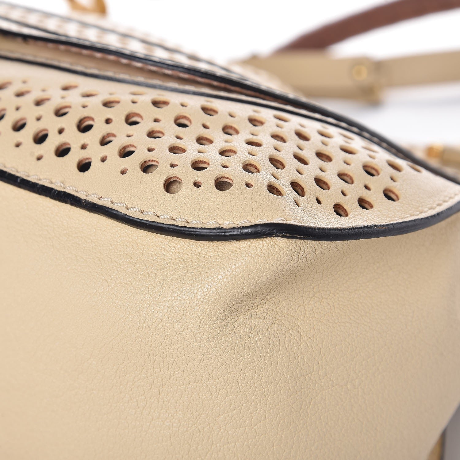 Chloe Calfskin Perforated Medium Marcie Satchel Beige 9 of 17