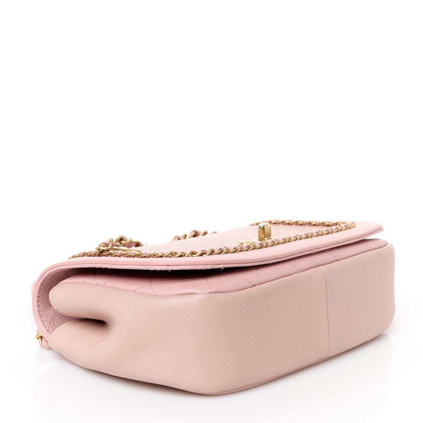 Lambskin Caviar Lovely Chains Flap Shoulder Bag Pink