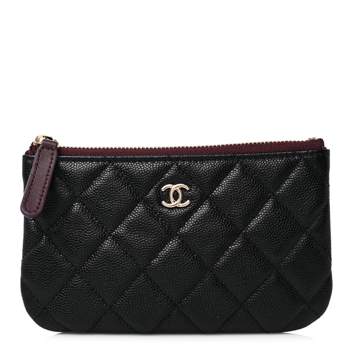 Lambskin Quilted Small Cosmetic Case Black