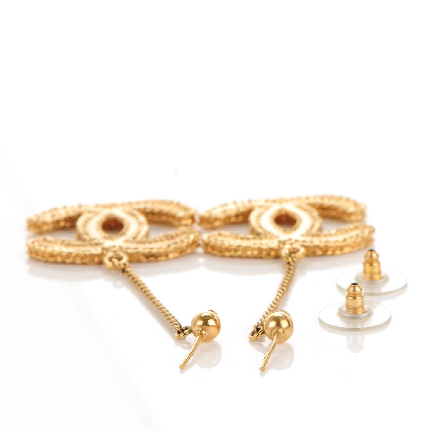 CC Drop Earrings Matte Gold
