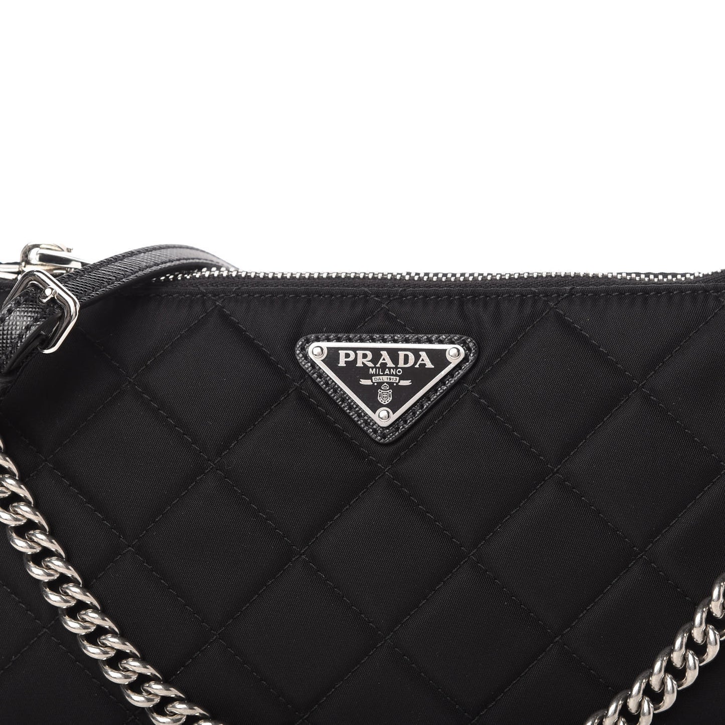Nylon Tessuto Impuntu Quilted Crossbody Bag Black