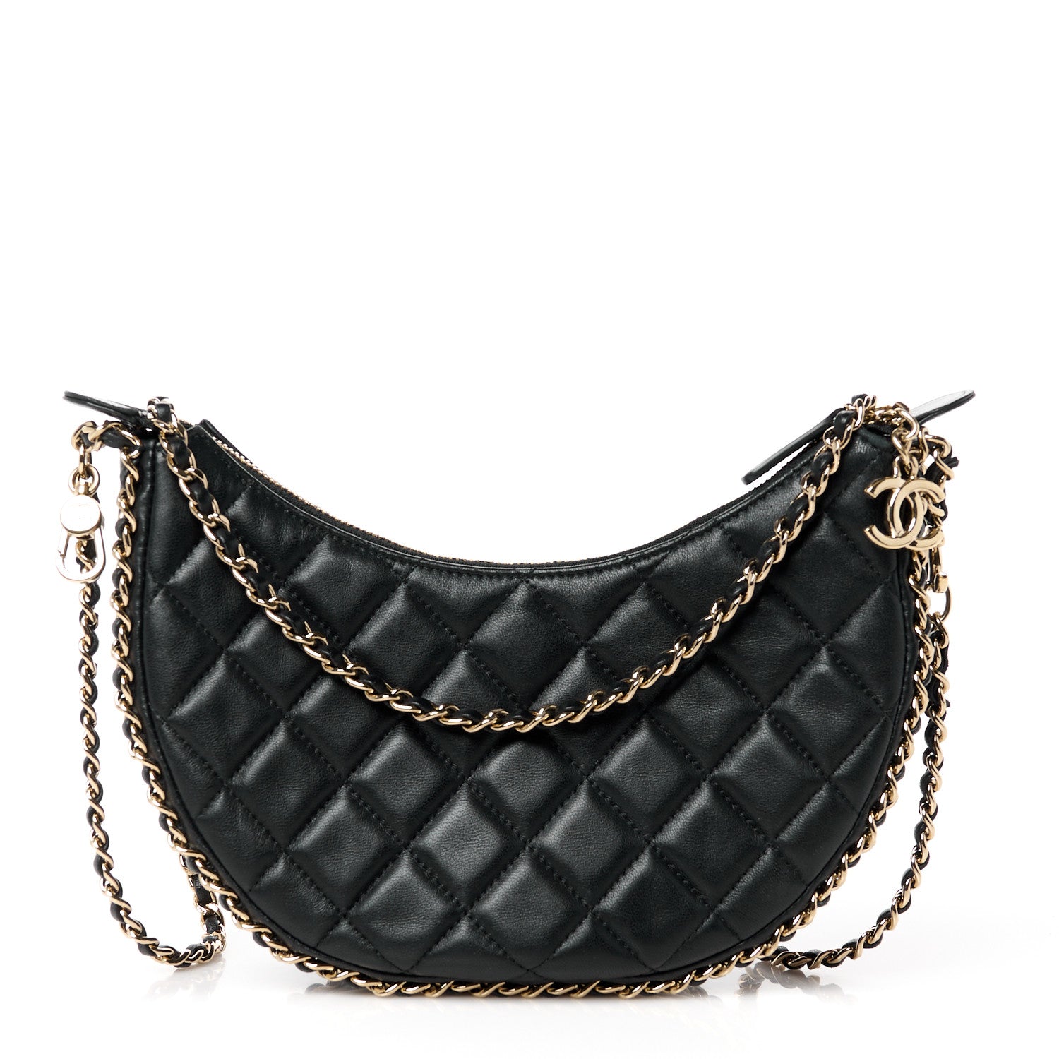 Chanel Lambskin Quilted Chain Around Hobo Black 1 of 11
