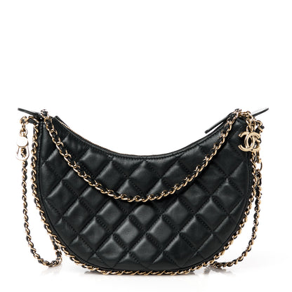 Chanel Lambskin Quilted Chain Around Hobo Black 1 of 11