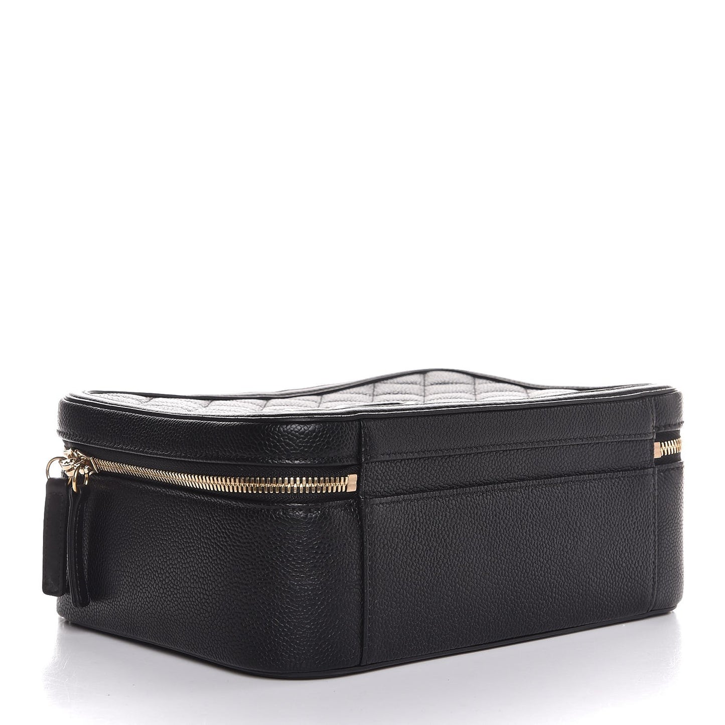 Caviar Quilted Large CC Filigree Vanity Case Black