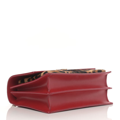 Saint Laurent Pony Hair Calfskin Leopard Print Medium Monogram Sunset Red 4 of 11
