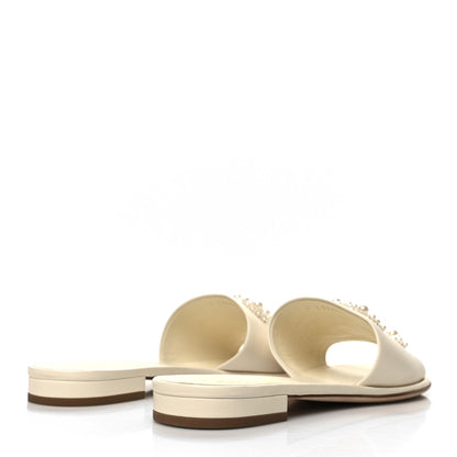 Chanel Calfskin Pearl CC Mules 39 Ivory 4 of 8