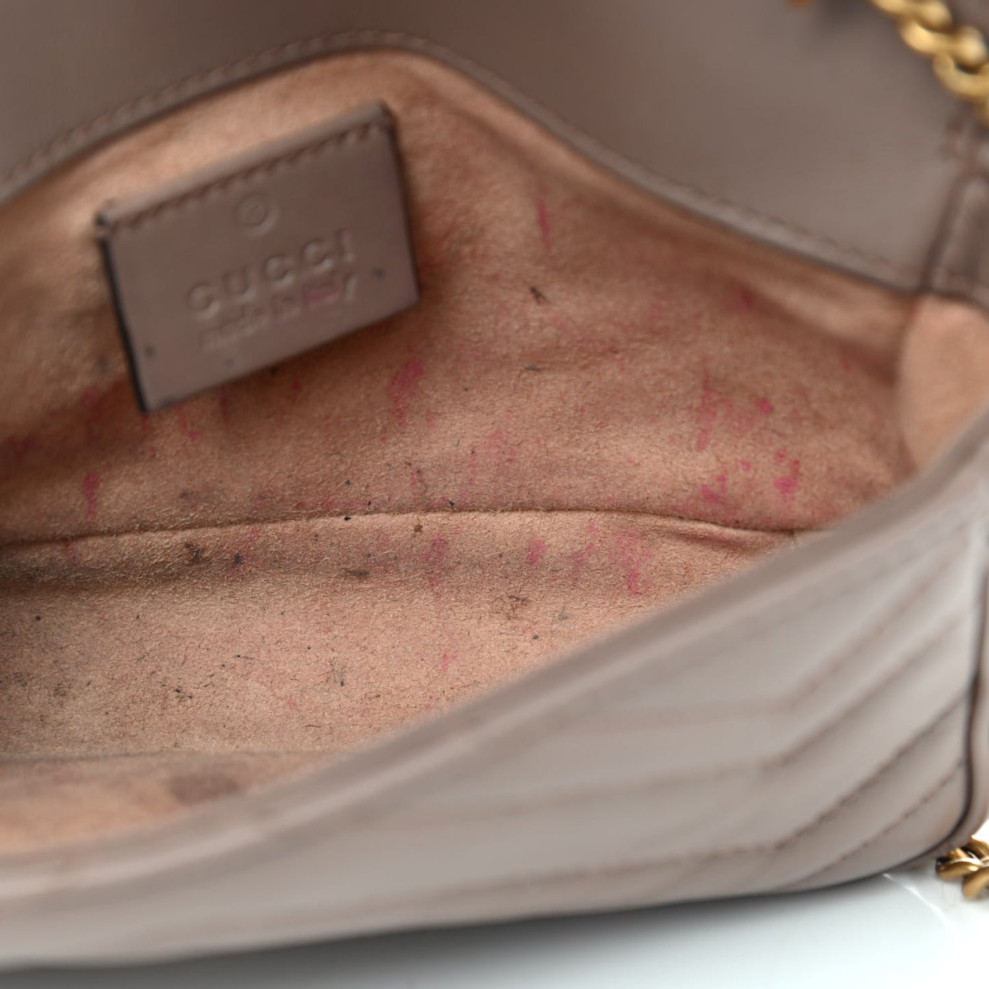 Calfskin Matelasse Super Mini GG Marmont Shoulder Bag Porcelain Rose