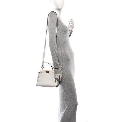 Fendi Cuoio Romano Selleria Mini Peekaboo Iconic Satchel White 2 of 9