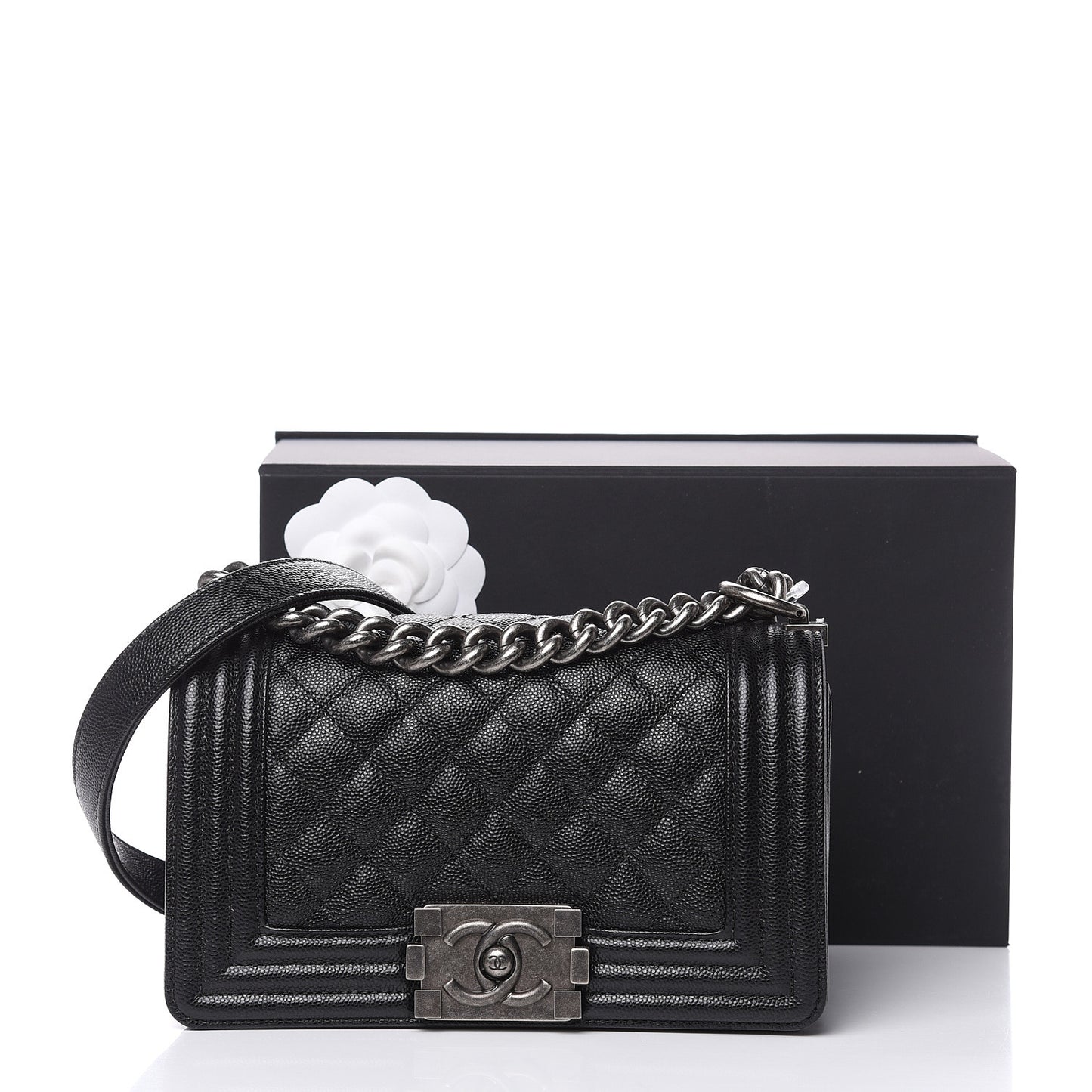 Caviar Quilted Small Boy Flap Black
