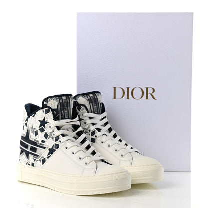 Christian Dior Canvas Embroidered Womens Walk'n' Dior Star High Top Sneakers 37.2 White Navy 9 of 9