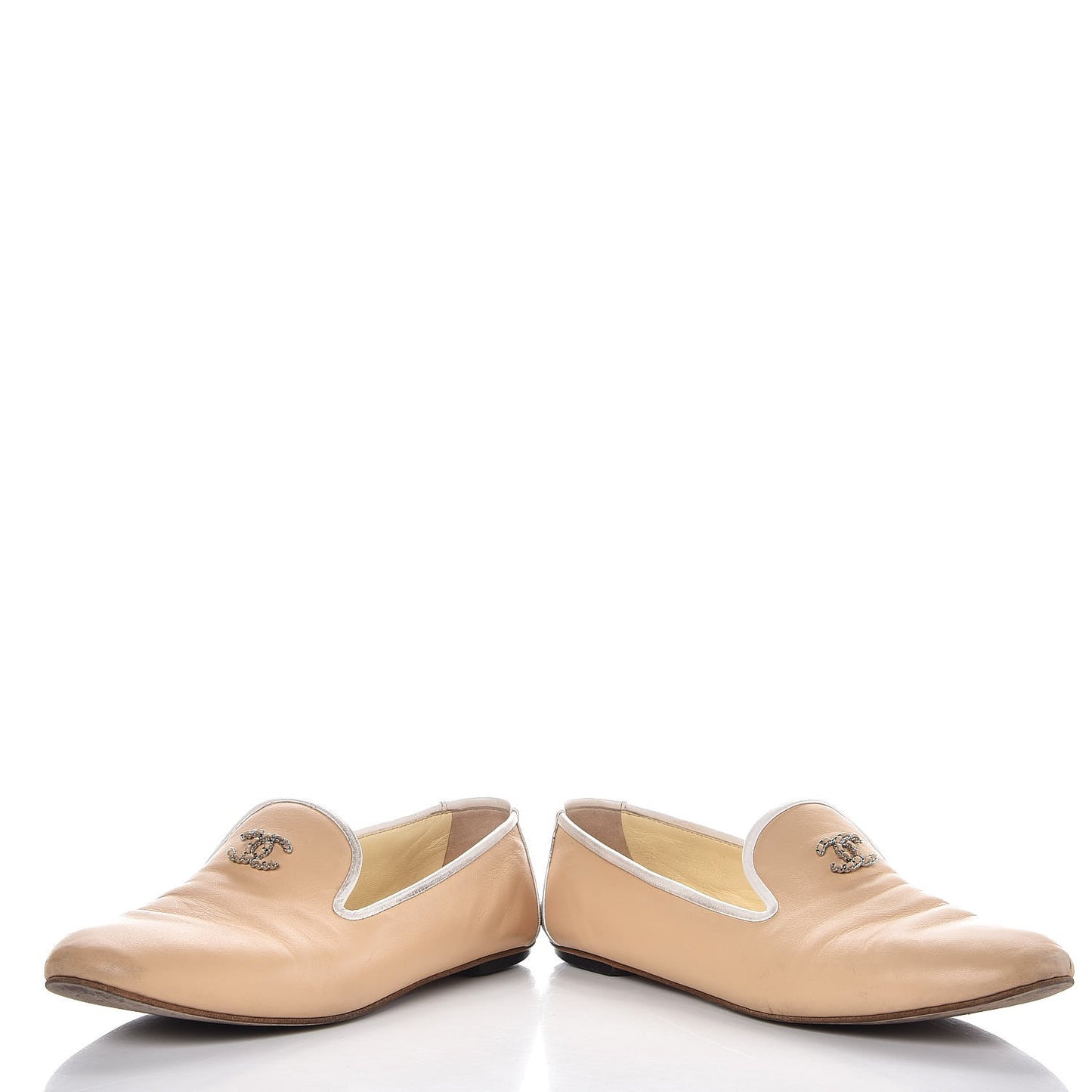 Lambskin CC Chain Loafers 38.5 Beige