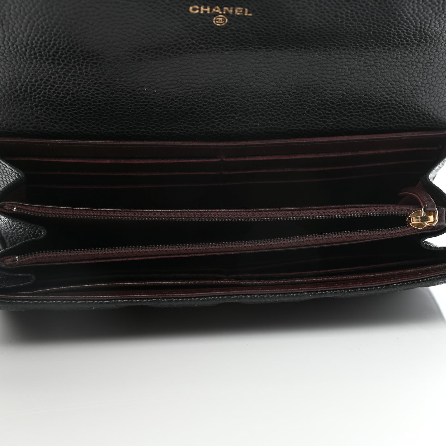 Caviar Quilted Large Gusset Flap Wallet Black