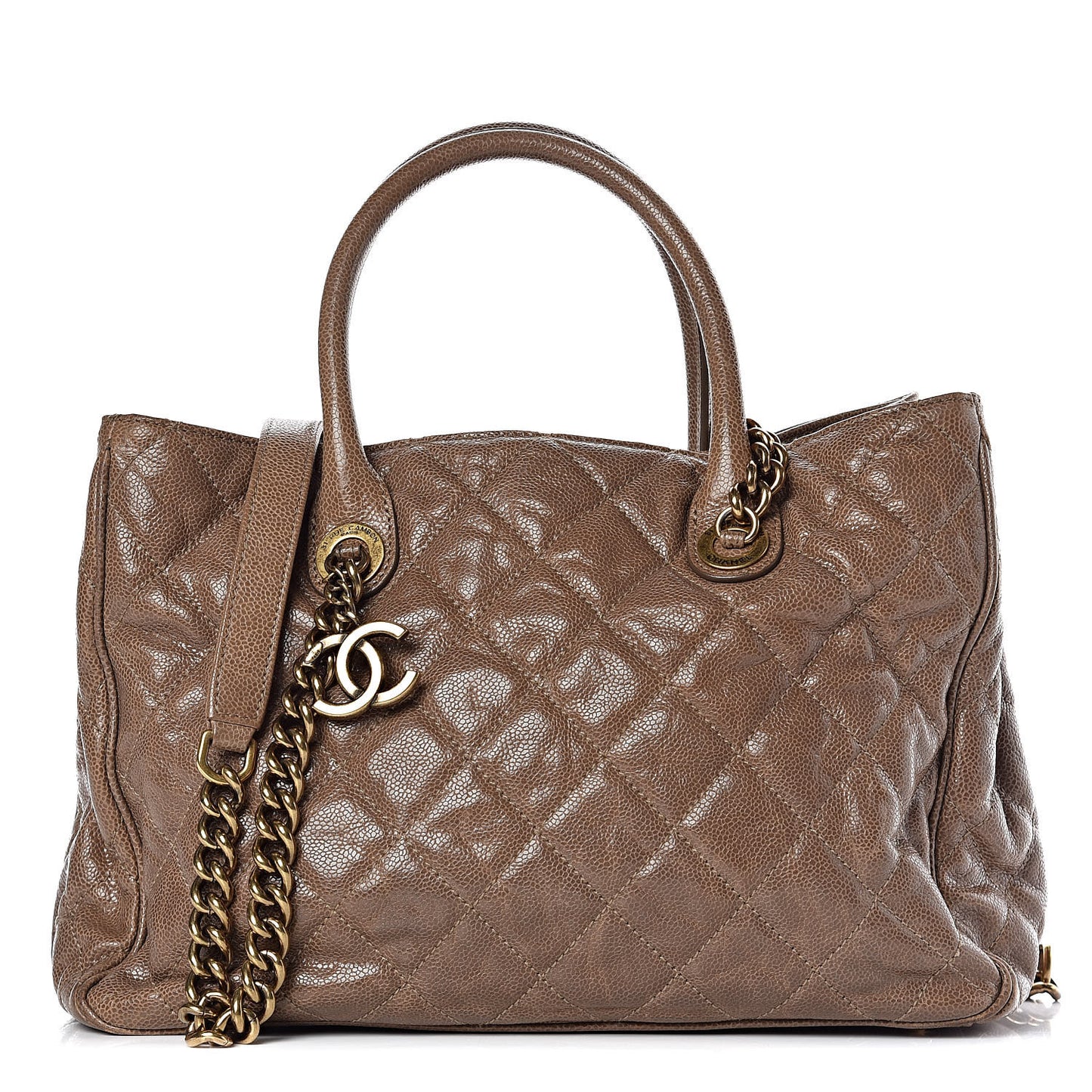 Glazed Caviar Quilted Small Shiva Tote Beige