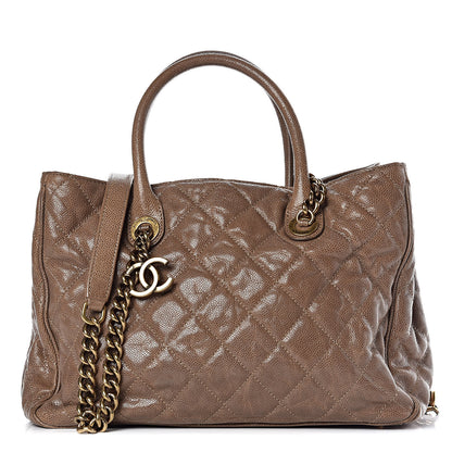 Chanel Glazed Caviar Quilted Small Shiva Tote Beige 1 of 12