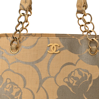 Chanel Canvas Camellia Printed Shoulder Bag Beige Grey 8 of 10