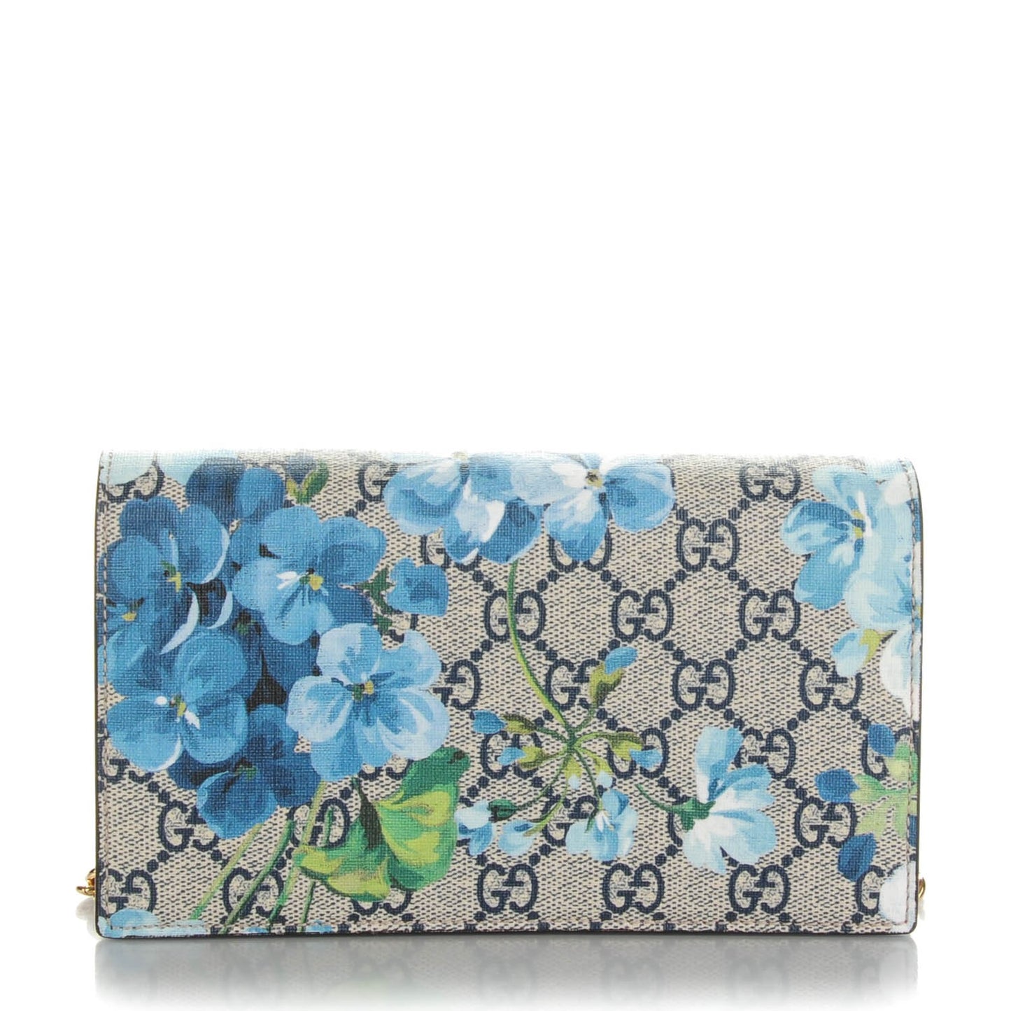 GG Supreme Monogram Blooms Chain Wallet Blue