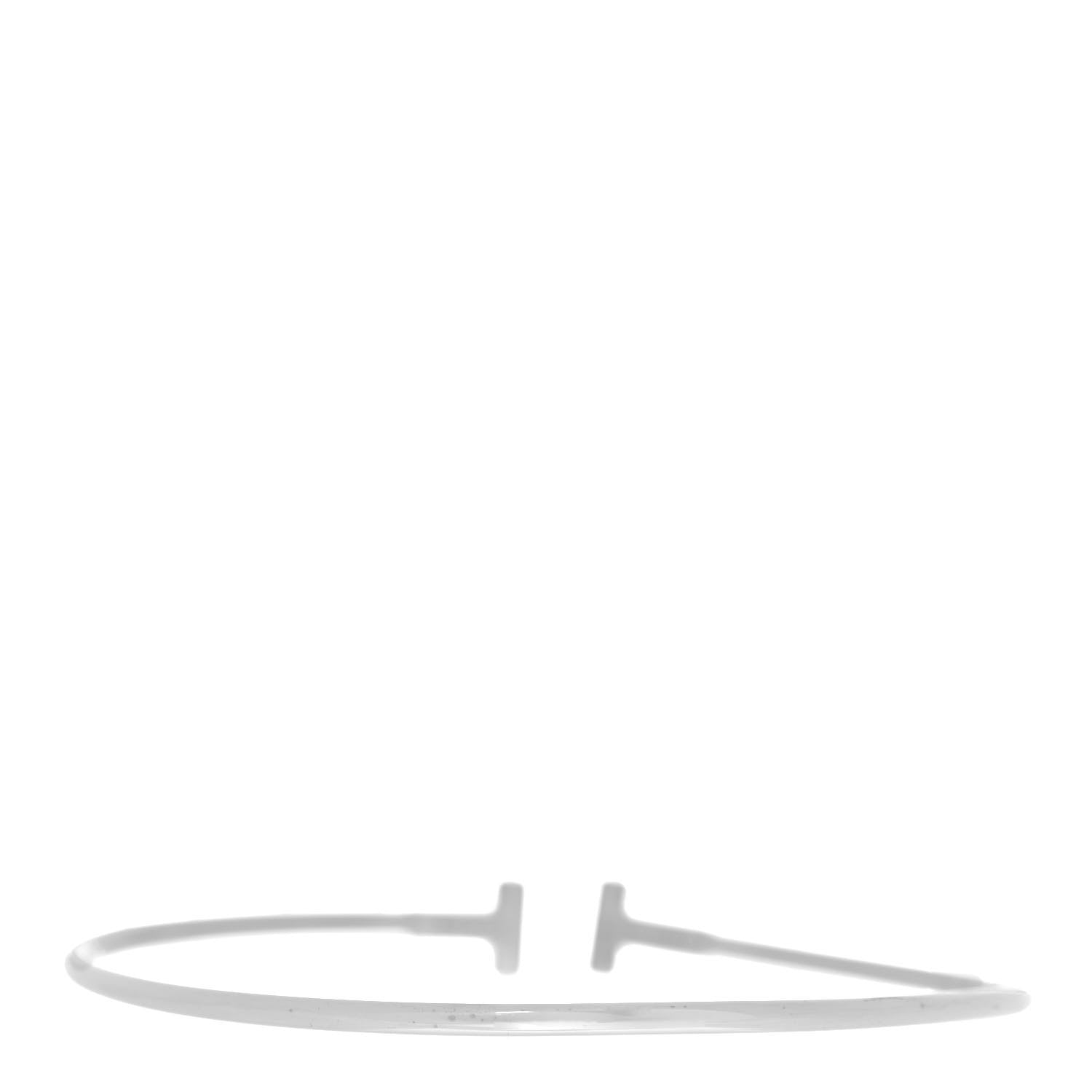 Tiffany 18K White Gold Narrow T Wire Bracelet 3 of 5