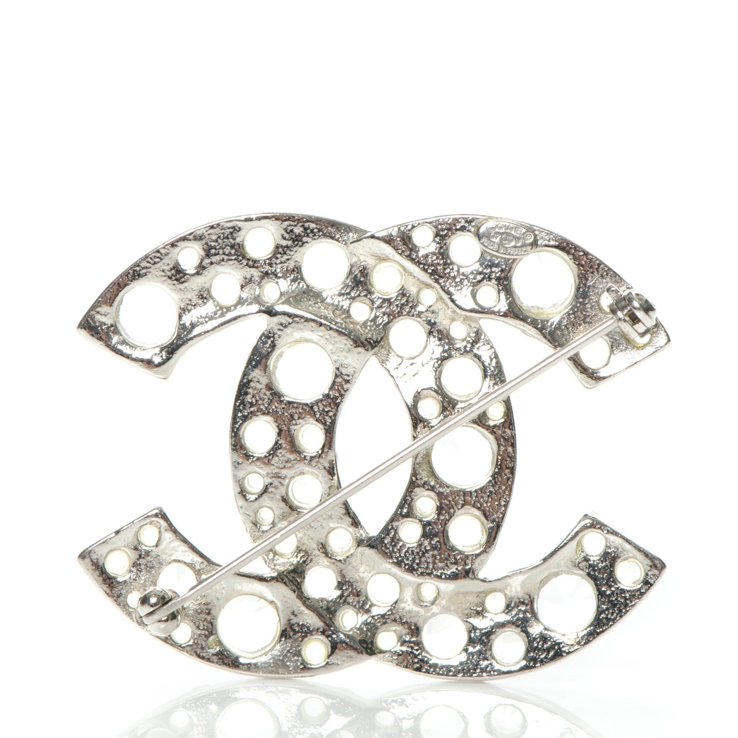 Chanel Crystal CC Brooch Silver 3 of 5