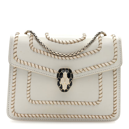 Bulgari Calfskin Woven Chain Serpenti Forever Crossbody Bag White 1 of 9