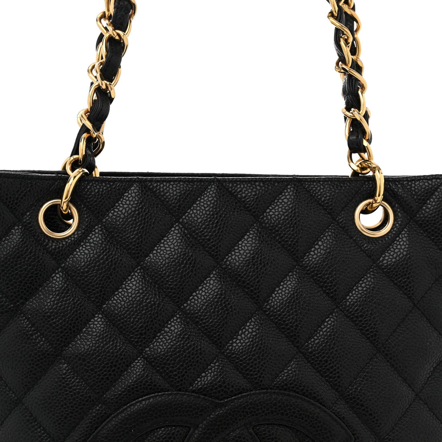 Caviar Quilted Petit Shopping Tote PST Black