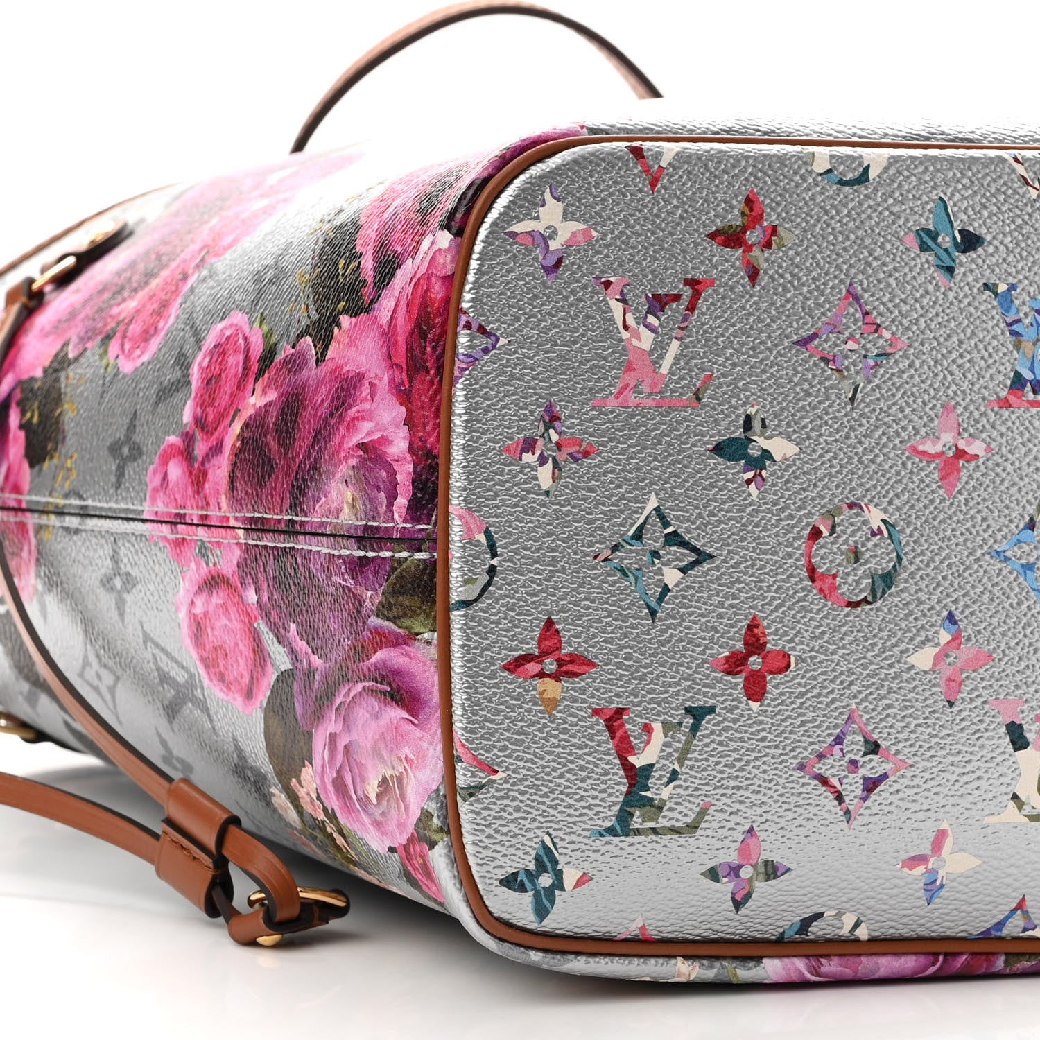 Louis Vuitton Metallic Monogram LV Garden Neverfull MM Silver 9 of 11