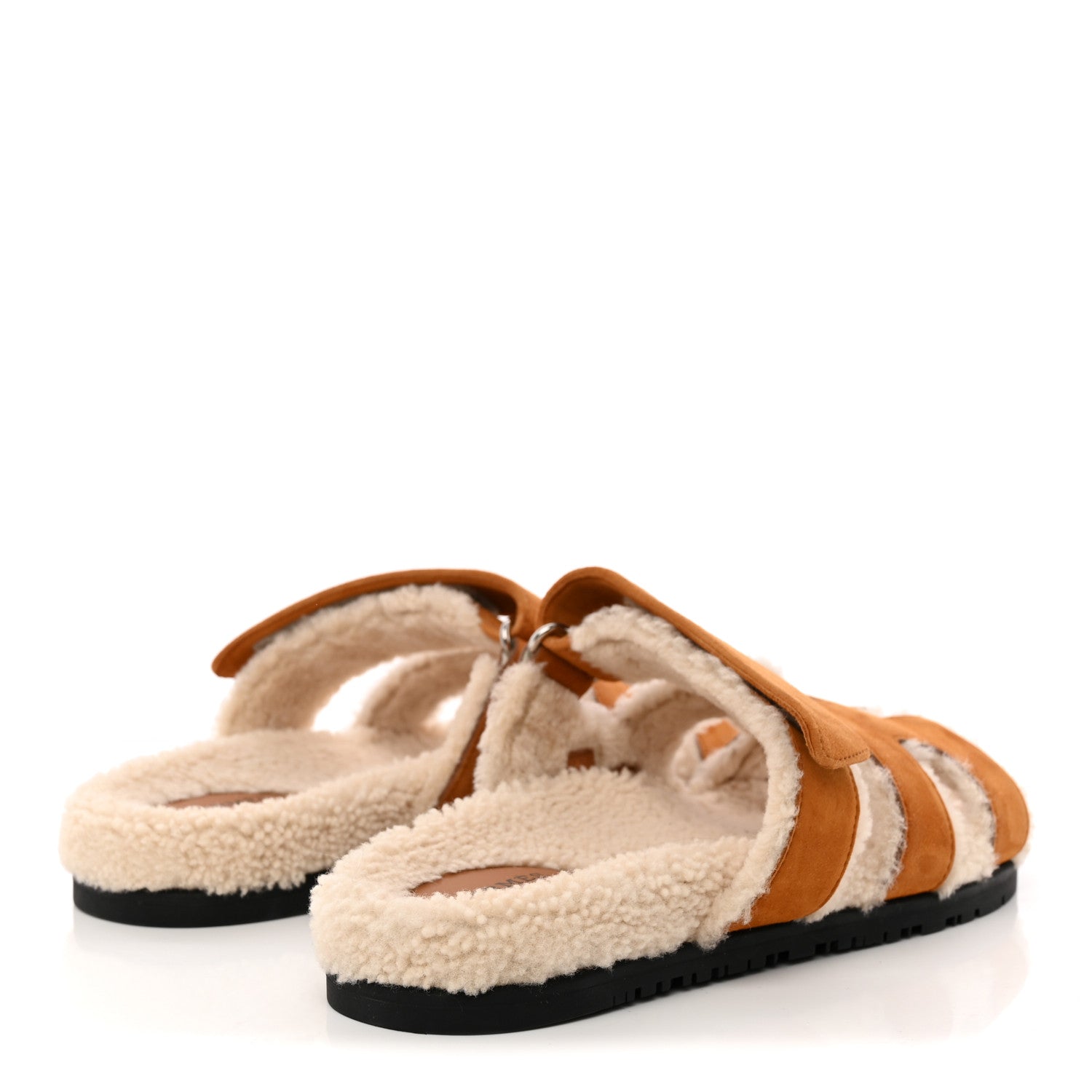 Hermes Suede Goatskin Woolskin Womens Chypre Sandals 40 Naturel Ecru 6 of 11