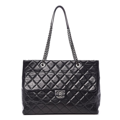Chanel Glazed Calfskin Quilted Large Duo Color Tote Black 1 of 12